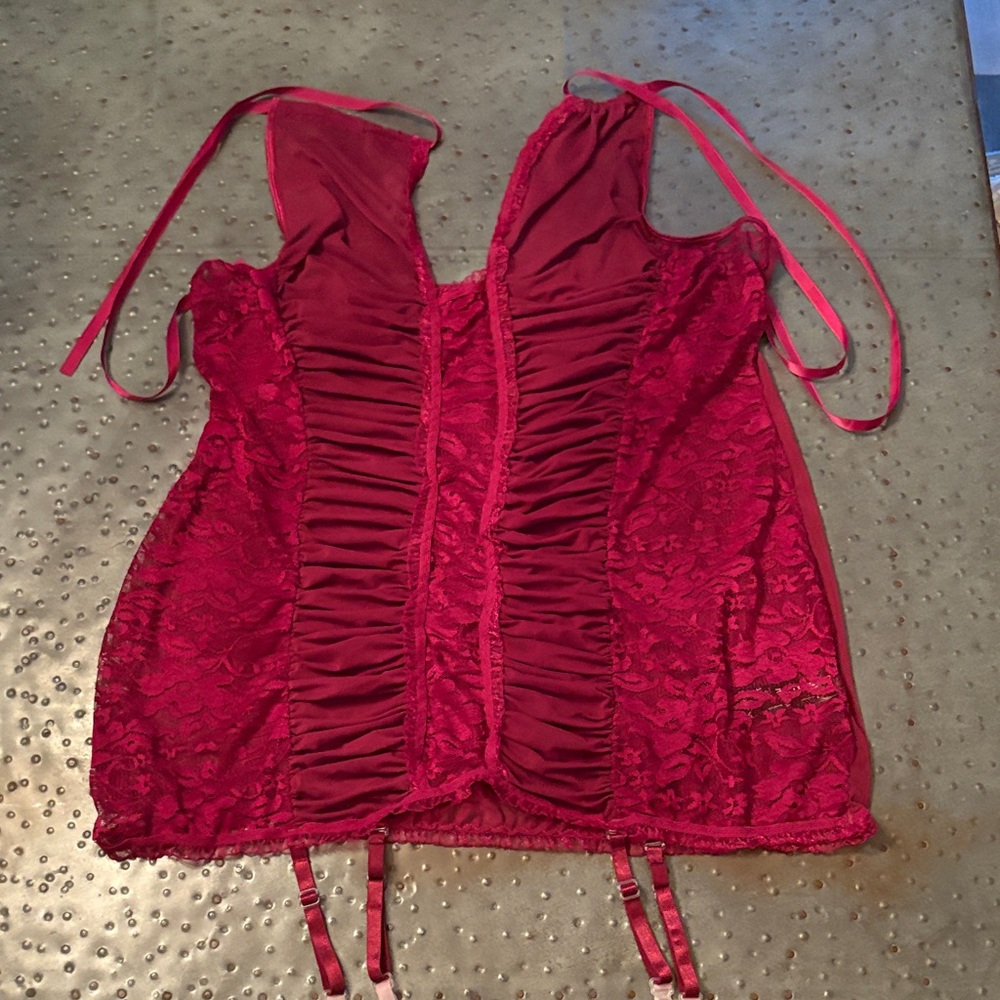 Burgundy Lace Chemise